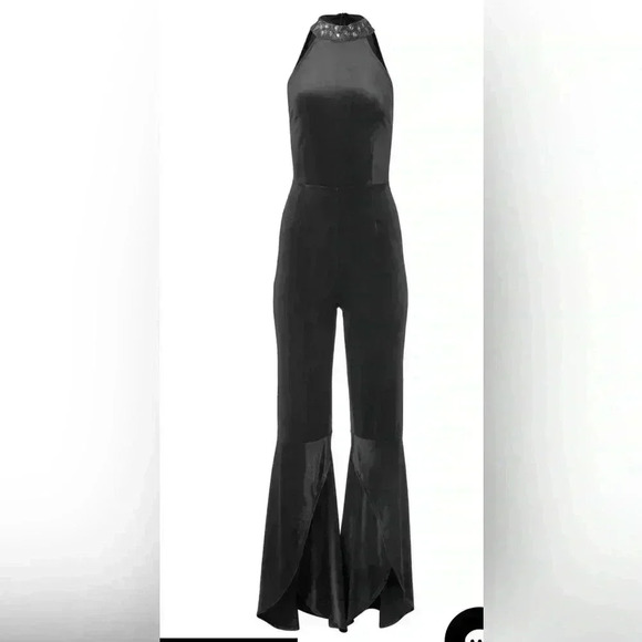 Beaded Mock-Neck Jumpsuit size Small - Picture 2 of 15